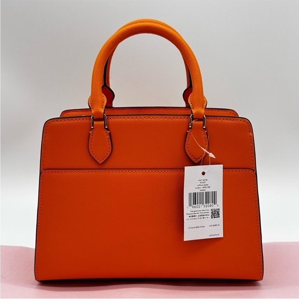 Kate Spade Madison Saffiano Leather
Small Satchel Bag Orange/Gold - Picture 5 of 10